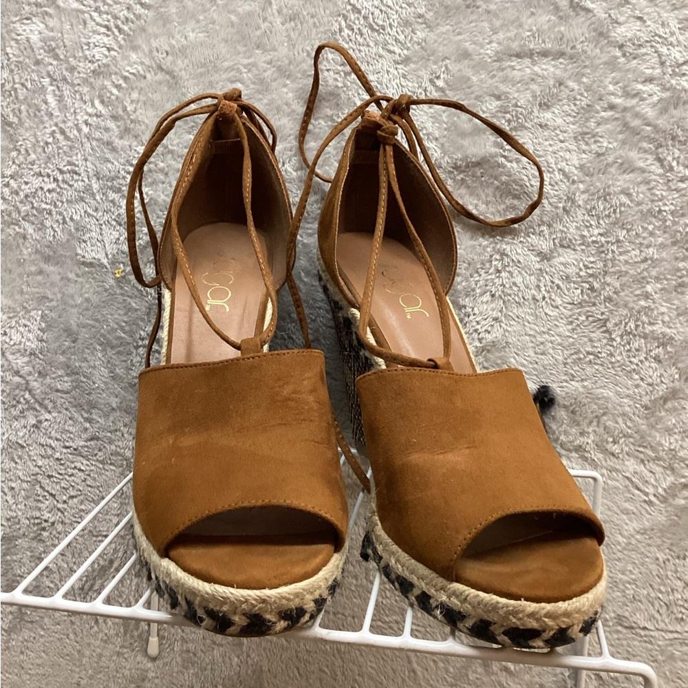 Sugar‎ Tan Espadrille Wedge Sandals
